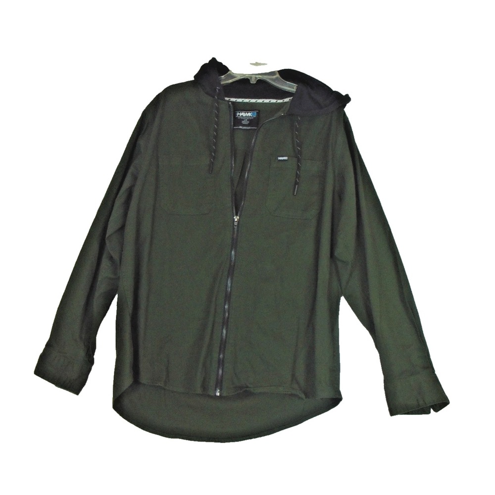 Tony Hawk Men's Large Green Jacket Black Hood Zip Up Skateboarding‎ Streetwear